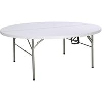 Bolero Round Centre Folding Table in White for Indoor and Outdoor Use - 6ft
