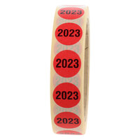Inventuretiketten, Ø 20 mm, 2023, 1.000 Etiketten, Papier rot und schwarz, permanent