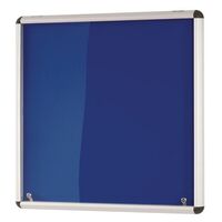 Shield® Heavy duty tamperproof slimline lockable office noticeboards - blue frame