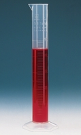 Cylindry miarowe PP forma wysoka klasa B podziałka wytłaczana Pojemność nominalna 50 ml