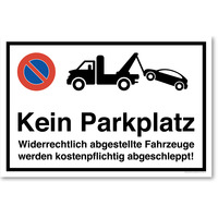 Kein Parkplatz, Parverbotsschild, 30 x 20 cm, aus Alu-Verbund, mit UV-Schutz
