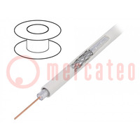 Wire: coaxial; RG6; solid; CCS; PVC; white; 305m; Øcable: 7.06mm