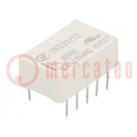 Relay: electromagnetic; DPDT; Ucoil: 12VDC; 2A; 0.5A/125VAC; PCB