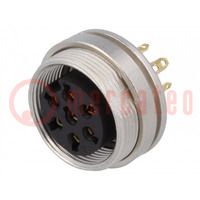 Connector: M16; contact; vrouwelijk; solderen; PIN: 7; 5A; 250V; IP40