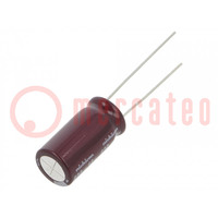 Condensatore: elettrolitico; low ESR; THT; 820uF; 10VDC; Ø10x20mm