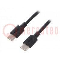Kabel; USB 2.0; USB C-Stecker,beiderseitig; 0,5m; schwarz
