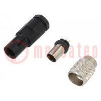 Connector: M9; plug; 712; male; PIN: 3; gold-plated; 4A; IP67; 125V