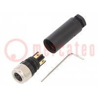 Connector: M8; female; PIN: 4; for cable; plug; 4A; IP67; 30V