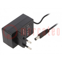 Power supply: switching; mains,plug; 5VDC; 3A; 15W; Plug: EU; 82%