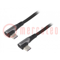 Cable; USB 2.0; USB C angled plug,both sides; 0.5m; black; 100W