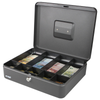 HMF Geldkassette Münzeinsatz Scheinfächer 30 x 24 x 9 cm, schwarz