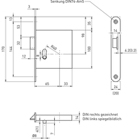 Produktbild zu BMH Zusatzfalle 1030 1-flg. EN 179, DM 65, rechts, Stulp 170 x 24 mm, Edelstahl