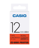 Casio XR-12FOE Etiketten erstellendes Band Schwarz auf leuchtend Orange