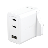 PanzerGlass empower™ by ® Turbo 70W Multiple Charger incl. 2 x USB-C + USB-A | UK Plug | Silver White Wit
