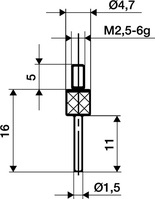 Käfer Messuhrenfabrik GmbH & Co. KG Końcówka pomiarowa śred. 1,5 mm długość 30 mm trzpień M2,5 stal do czujników zeg