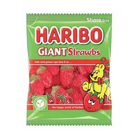 Haribo Giant Strawbs Sweets Share Size Bag 140g (Pack of 12) 095730