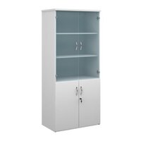Universal combination unit with glass upper doors 1790mm high with 4 shelves - w