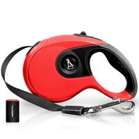 BLUZELLE Extendable Dog Leash for Small & Large Dogs, Retractable Dog Lead 3m/5m/8m with Metal 360° Carabiner Clip Snap Hook, Ergonomic Handle, Flexible Nylon Strap Red