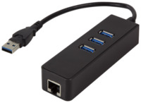 USB 3.0 auf Gigabit Ethernet Adapter mit integratet 3-Port USB Hub
