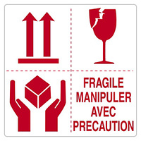 Warnetiketten mit 4 Symbolen Fragile-Keep Dry