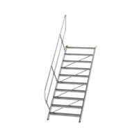 Treppe 45° Stufenbreite 1000 mm, 10 Stufen, Aluminium geriffelt