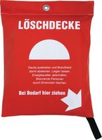 Löschdecke - Rot, 1 x 1 m, Glasfasergewebe, Inkl. Kunststofftasche