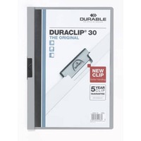 Klemm-Mappe DURACLIP® Original 30, Hartfolie, bis 30 Blatt, transparent/grau DURABLE 2200 10