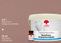LEINOS Set Wandfarbe - 2,5l Naturharz-Dispersionsfarbe 660 + 75ml Pigment-Konzentrat 668.303 Eisenoxid-Rot
