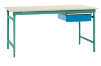 Beistelltisch BASIS stationär mit PVC-Tischplatte in Graugrün HF 0001, BxTxH: 1500 x 600 x 780 mm | BBK3059.0001