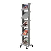 Silver narrow mobile adjustable shelving unit - 5 x A4 shelves