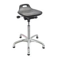 Industrial sit/stand stools - PU moulded seat, height adjustment 630-890mm and 5 star aluminium base with glides