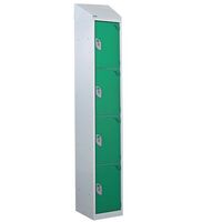 Wet area lockers with sloping top