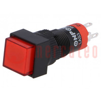 Switch: push-button; Pos: 2; SPDT; 0.5A/250VAC; 1A/24VDC; ON-(ON)