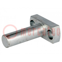 Mounting base; pin; D: 12mm; W: 16mm; H: 39mm; steel; zinc