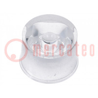 LED lens; round; colourless; 45°; with holder