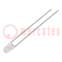 LED; 3mm; rood; 5000÷9000mcd; 30°; Voorkant: convex; Aant.uitg: 2