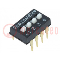 Switch: DIP-SWITCH; Poles number: 4; ON-OFF; 0.1A/24VDC; Pos: 2