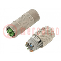 Plug; M12; PIN: 8; female; X code-ProfiNET; for cable; IDC; IP67