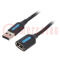 Câble; USB 2.0; USB A socle,USB A prise; nickelé; 1,5m; noir