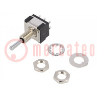 Switch: toggle; Pos: 3; DPDT; ON-OFF-ON; 6A/125VAC; 6A/6VDC; MTA