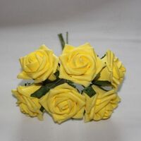 Artificial Colourfast Cottage Rose Bud Bunch - 21cm, Yellow