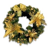 Artificial Glitter Christmas Wreath Ring - 40cm, Gold