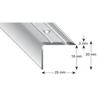 Produktbild zu Angolare per gradini alluminio anodizzato argento, perforato 25/20/1000 mm
