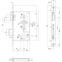 Produktbild zu Fluchttürschloss B 1201 1-flg. Funktion E, Rundstulp 24mm, PZW, links, Edelstahl