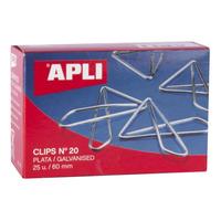 APLI CLIPS MARIPOSA Nº 20 - 60MM CAJA 25 UD PLATEADOS