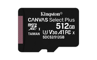 Kingston Technology 512GB micSDXC Canvas Select Plus 100R A1 C10 Single Pack w/o ADP