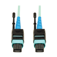 Tripp Lite N846-03M-24-P MTP/MPO Patch Cable with Push/Pull Tab Connectors, 100GBASE-SR10, CXP, 24 Fiber, 100Gb OM3 Plenum-rated - Aqua, 3M (10 ft.)