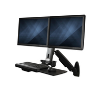 StarTech.com Wall Mount Workstation - Articulating Full Motion Standing Desk w/ Height Adjustable Dual VESA Monitor & Keyboard Tray Arm - Mouse/Scanner Holders - Ergonomic Wall ...