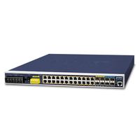 PLANET IGS-6325-24P4X hálózati kapcsoló Vezérelt L3 Gigabit Ethernet (10/100/1000) Ethernet-áramellátás (PoE) támogatása 1U Fekete, Kék
