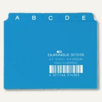 Durable Leitregister DIN A7 quer, Kunststoff, 25-teilig, 5/5 Teilung, blau